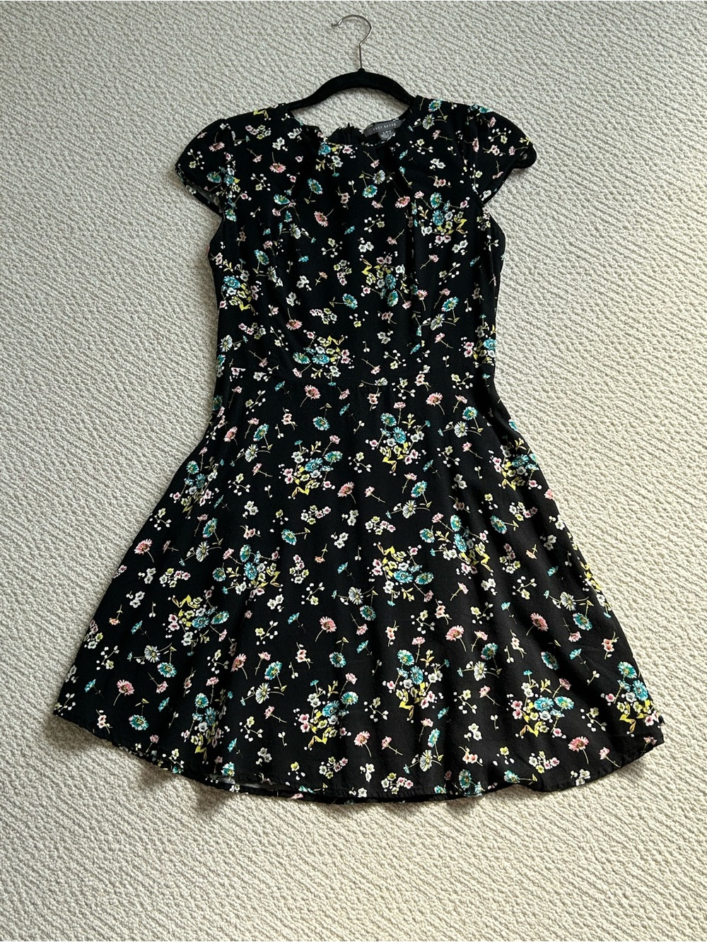 Black Floral Fit-and-Flare Dress - Classic Women's Summer Dress